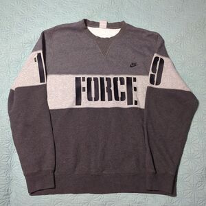Nike Force 1989 Sweatshirt Men’s XL Gray Crewneck Y2K Embroidered Logo Graphic